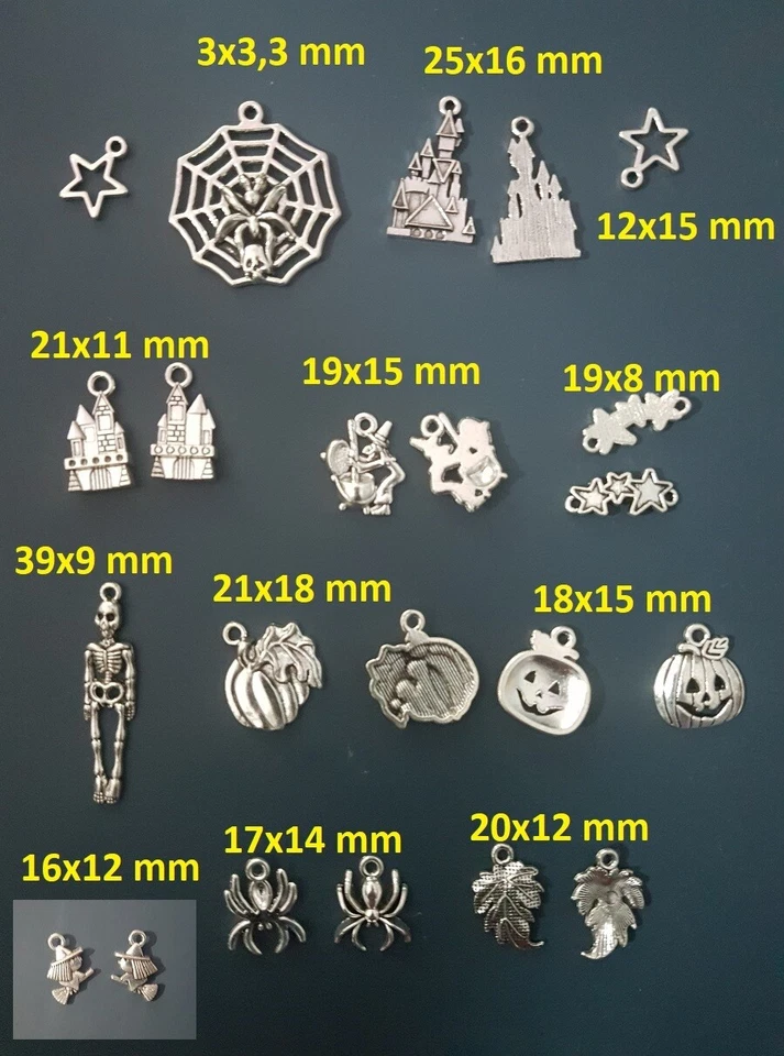30 pz CHARMS misto HALLOWEEN charm CIONDOLI zucca STREGHE stelle RAGNO castello - Immagine 1 di 1