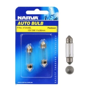 Narva 47254BL Festoon Globes 12V 5W Base 11 x 36mm Interior Light Pair - Picture 1 of 3