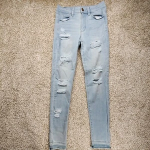 AMERICAN EAGLE - Size 4 - Super Super Stretch Hi-Rise Jeggings Distressed Jeans - Picture 1 of 15