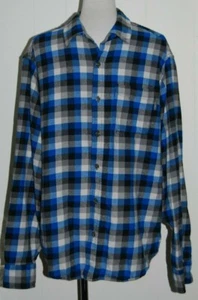 Men's Eddie Bauer 100% Cotton Blue Plaid Flannel Long Sleeve Shirt XL - Picture 1 of 3