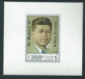 SHARJAH 1968 Michel 454B Small Block In Memory Of Robert Kennedy Imperf U/Mint - Bild 1 von 1