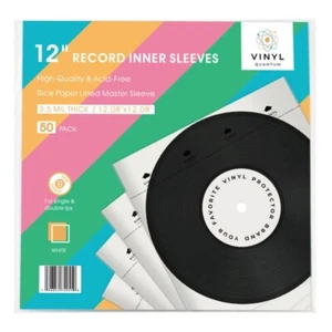 50 Rice Paper  Master Anti Static Record LP Inner Sleeves 3.5 Mill 33 rpm 12" - Picture 1 of 3
