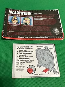 Vintage 1988 COPS n Crooks KOO KOO FILE CARD AND INSTRUCTIONS - Picture 1 of 2