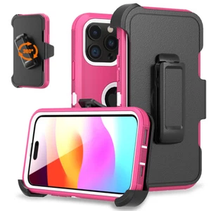 For iPhone 15 Pro Max 14 13 12 11 XR Shockproof Heavy Duty Case Cover/ Belt Clip - Picture 1 of 27