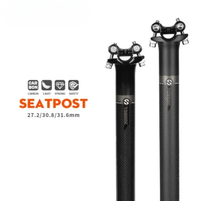 Tija de sillín de carbono desplazada 0 mm 27,2/31,6 mm longitud 350/400 mm MTB piezas de tija de sillín Foto 1 de 4