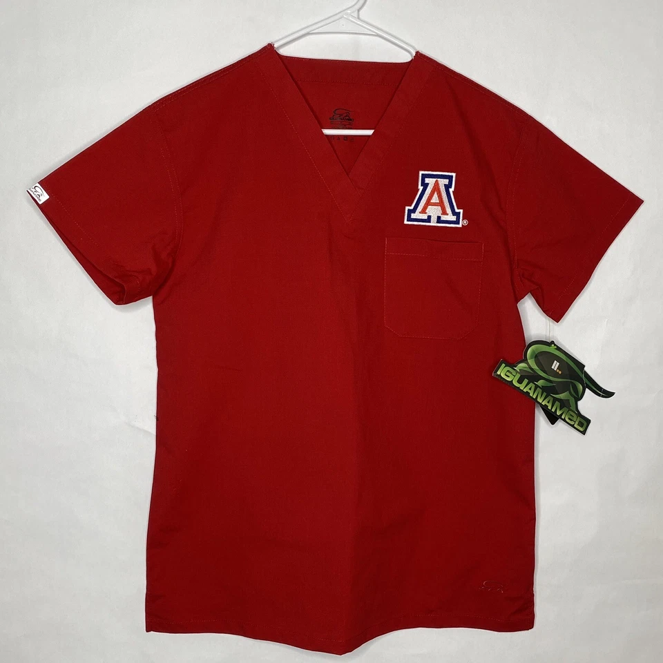 IguanaMed Scrubs Top Women S Red A Front Pocket Short Sleeve - Image 1 of 4