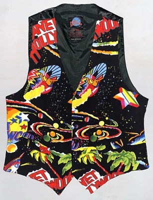 VTG Planet Hollywood Vest L/XL 5 Button All Over Print Graphic Retro Uniform - Image 1 of 4