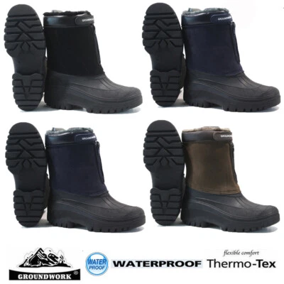 STIVALI DA NEVE UOMO INVERNALI IMPERMEABILI MUCKER SCI TERMICO WELLINGTONS PELLICCIA MISURA CALDA  - Immagine 1 di 4