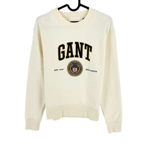 GANT Beige Crest Shield Crew Neck Jumper Sweater Size XS - Picture 1 of 10