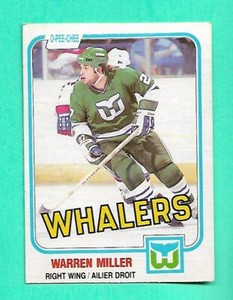(1) WARREN MILLER  1981-82 O-PEE-CHEE # 130 WHALERS ROOKIE EX/EX+  (W6694)  