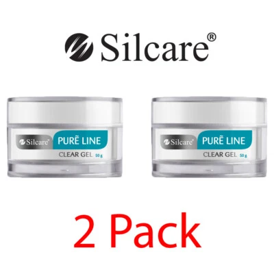 2 x Silcare Pure Line Clear UV Gel 50g NAIL Builder Hard File Off ACID FREE Set