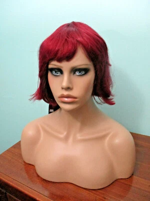 12" burgundy red medium length straight shaggy BOB style WIG by SEPIA / WEST BAY - Image 1 of 4