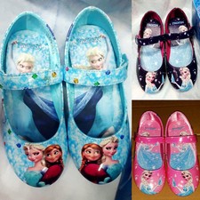 AU Frozen Anna Elsa Slip On Leather Sandals Girls Cosplay Princess Party Shoes l