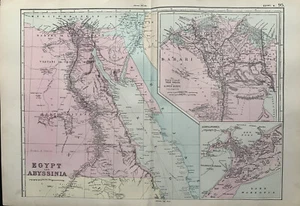 1891 Egypt Hand Coloured Original Antique Map by G.W. Bacon - Picture 1 of 3