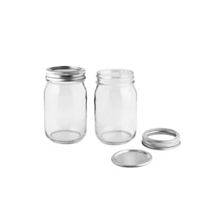 2 Pack 16oz Glass Regular Mouth Mason Jars with Lids for Sealing Canning - Picture 1 of 8
