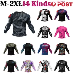 Mens Bjj Quick Dry T-Shirt Brazilian Jiu Jitsu Rashguard MMA Rash Guard Tee Tops - Picture 1 of 35