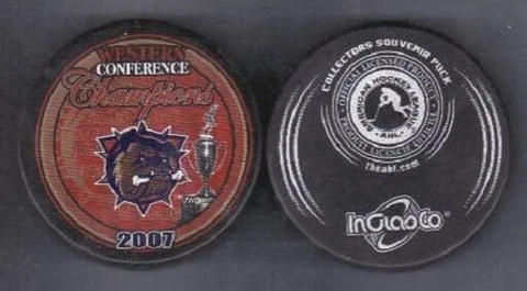 2007 HAMILTON BULLDOGS AHL WEST CONFERENCE CHAMPIONS CHAMPS PUCK - #3L Cover