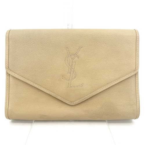 SAINT LAURENT (YSL) Borsa pochette Yves Saint Laurent pelle YSL beige vintage autentica #473