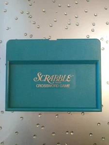 VINTAGE SCRABBLE TRAVEL EDITION BLUE PLASTIC CASE BOX W/ MINI WOODEN TILES - Picture 1 of 7