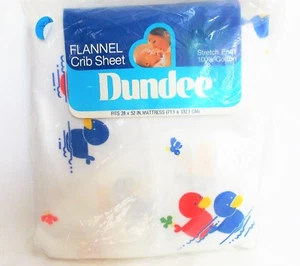 Vintage Dundee Fitted Flannel Crib Sheet White w/Ducks New Sealed Pkg - Picture 1 of 6