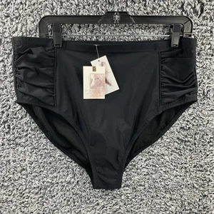 Jessica Simpson Swim Bottom High Waisted 2X Plus Size Black Ruched NEW - Picture 1 of 9