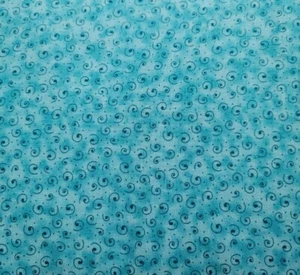 34" Curls VIP Cranston Teal Curls and Dots on Tonal Turquoise - Picture 1 of 2