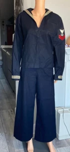 US Navy Uniform Top Pants Hat & Scarf Size Small Name of "Wuethrich KA" on Scarf - Picture 1 of 24