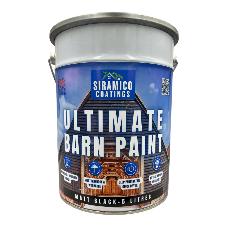 Vernice acrilica One Coat Ultimate Barn - nero opaco - 5 litri - garanzia 10 anni - Immagine 1 di 3