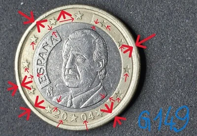 Spain,1 Euro Coin,2004 Great very rare coin stamp defect,Weight 7,49 g - Image 1 of 2