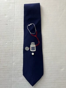 Vicky Davis Men's Necktie Tie Silk Satin Take Two Aspirin Medical Made USA 57" - Picture 1 of 9