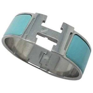 Pulsera Hermès Azul Esmalte Paladio-Plateado Clic Clac H PM Platino - Imagen 1 de 11