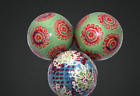 Zestaw 3 chińskich dekoracyjnych ceramicznych kulek 3" kule różne wzory i kolory