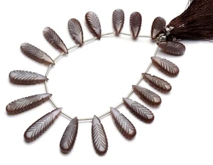 Natural Gemstone Brown Moonstone 18x8 to 23x8MM Size Pear Shape Carving Beads 8" - Picture 1 of 8