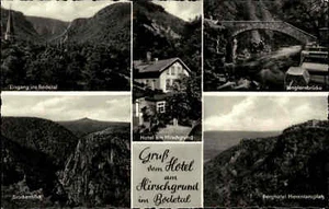 ~1965 Gruss vom Hotel am Hirschgrund Bodetal DDR Mehrbild Postkarte ungelaufen - Picture 1 of 2