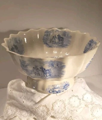 Copeland Spode 蓝色白色意大利脚碗挤奶牛。 状况完好 — 第 1/4 张图片