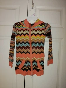 Girl Missoni For Target Chevron Full Zip Hooded Cardigan Sweater Size S 6/6X - Picture 1 of 7