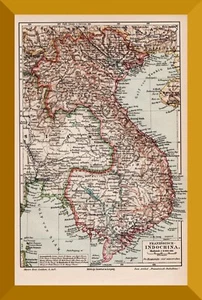 Französisch Indochina +Historische Landkarte von 1905+ Laos, Kambodia, Vietnam - Bild 1 von 3