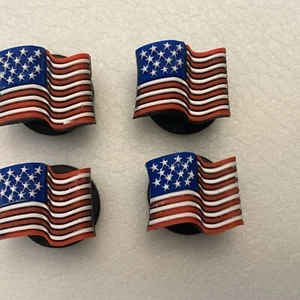 Lot Of 4 American Flag - AUTHENTIC Crocs Shoe Charm Jibbitz 06-07 For Croc Holes - Picture 1 of 5
