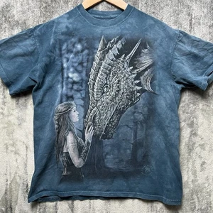 The Mountain Anne Stokes Collection Blue Angel Fairy Dragon T-Shirt Medium - Picture 1 of 5