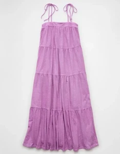 American Eagle Sunchaser Knit Tie Shoulder Maxi Dress Purple, Womens Size XL New - Picture 1 of 8