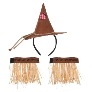 1Set Costume Spaventapasseri: Cappello Spaventapasseri Fascia Braccialetto Accessori Set per - Foto 1 di 12