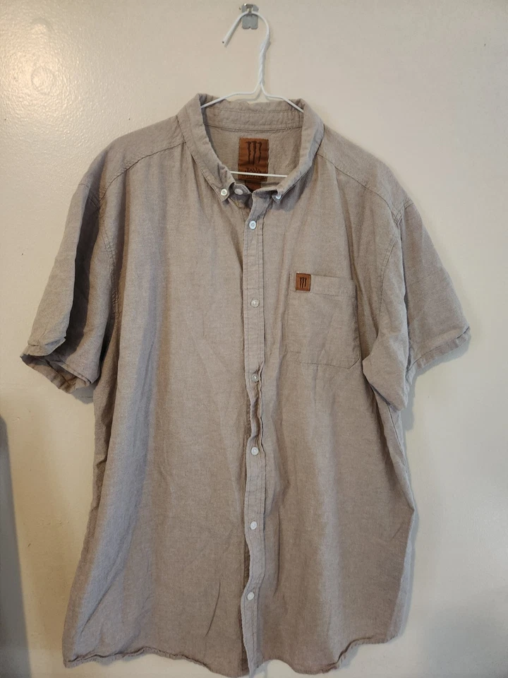 Рубашка мужская Java Monster с коротким рукавом на пуговицах XL коричневая узкая/спортивная - Изображение 1 из 4