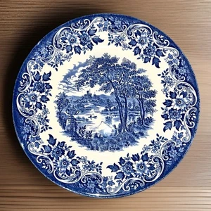 Churchill Englische Szene Blau/Weiß Fischer Junge Schloss Mann Boot 10" Essteller - Bild 1 von 4
