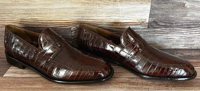 RARE! $1200+ MEZLAN PLATINUM Genuine Crocodile Alligator Loafers Boots Shoes 13 - Image 1 of 4