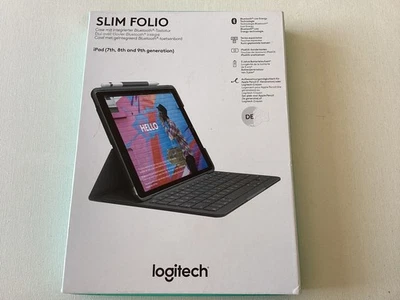 Logitech Slim Folio Tastaturhülle für Apple iPad 7./8./9. Gen - Graphit Deutsch - Bild 1 von 4