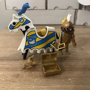 Playmobil GOLDEN KNIGHT JOUST HORSE SET-COMPLETE  3372 W/SWAN - Picture 1 of 4