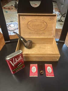 De Luxe Elegante Portasigari in Legno Vintage Portapipa Lattina Velluto Principe Alberto Anni 20 - Foto 1 di 13