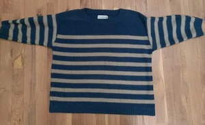 16 Seasalt Oversized Aloft Jumper Navy Hessian Striped 3/4 Sleeved Cotton Knit - Picture 1 of 7