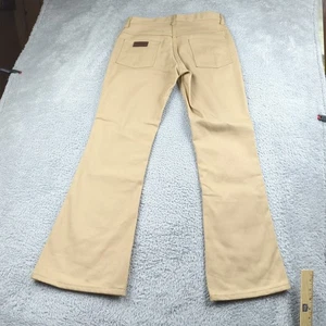 Vintage 70s JC Penney Super Denim Pants Boys 20 30x30 Tan Contrast Talon Flared - Picture 1 of 21