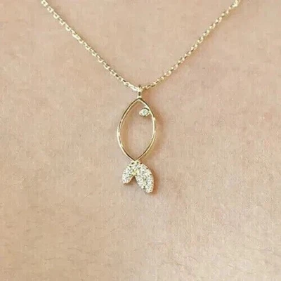 1.0 Ct Round Cut Simulated Diamond Women's Beauty Pendant 14k Yellow Gold Plated - Image 1 of 4